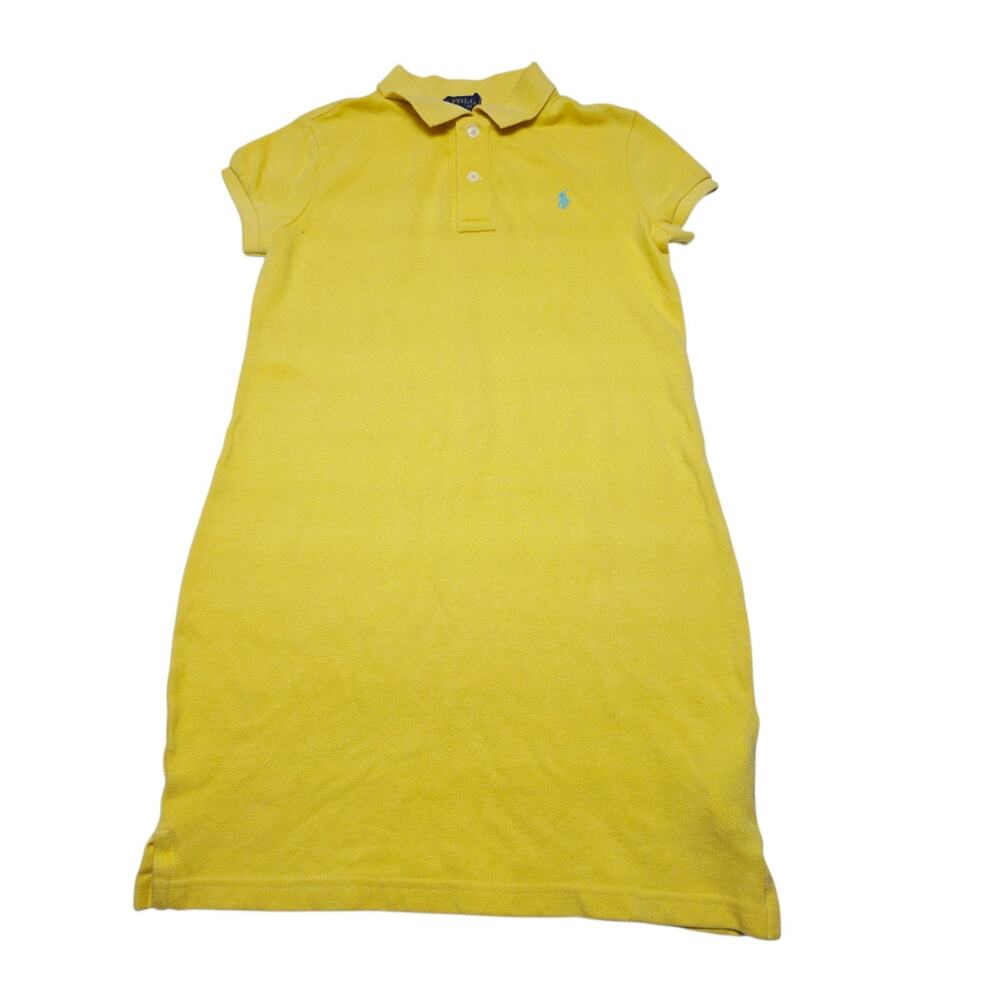 Polo Ralph Lauren Dress Girls Size Medium (8-10) Cotton Mesh Yellow